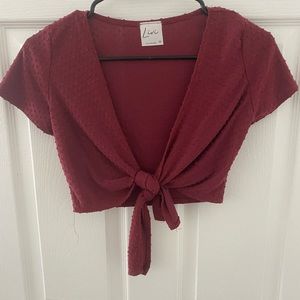 Livi Maroon Crop Tie Top